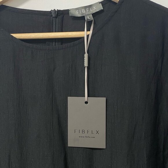 NWT - FibFlx Organic Cotton Tiered Long Sleeve Maxi Dress Black – Size L - Picture 8 of 9